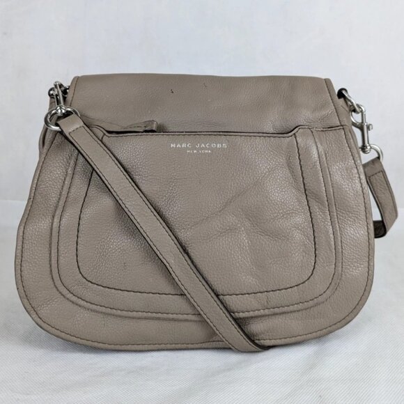 Marc Jacobs Recruit Saddle Leather Bag In Beige Made in Vietnam - Picture 1 of 16